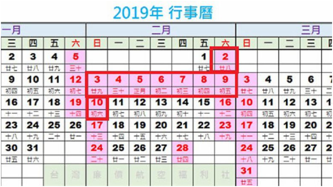 2019請假攻略！過年爽放9天　這樣請2月都不用不上班